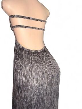 EARTHBOUND  Charcoal Strappy Backless Evening Dress